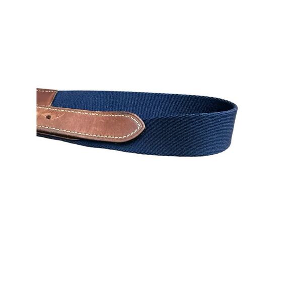 Vintage Tommy Hilfiger Blue Green Brown Wool Leather Surcingle Belt - Picture 4 of 9